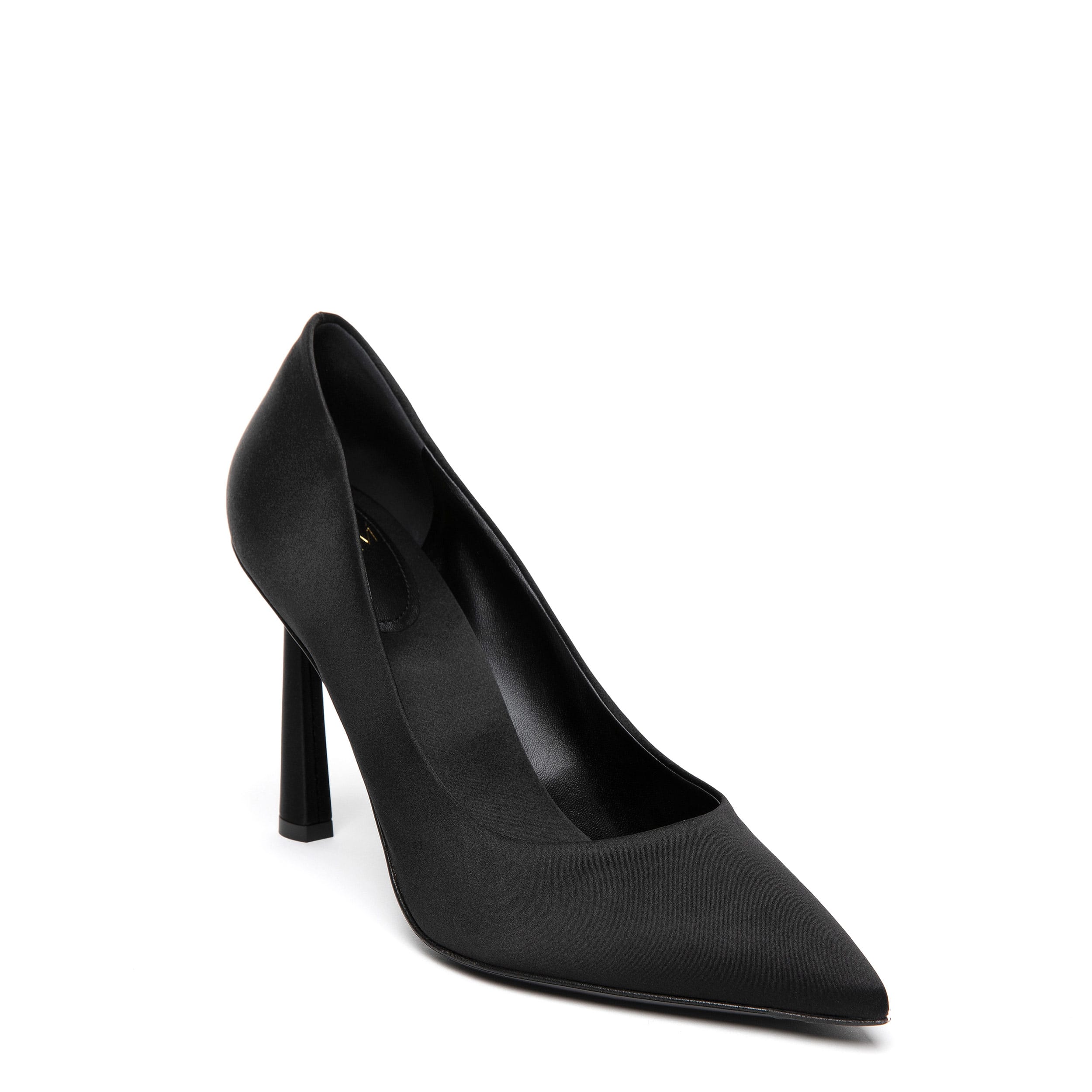 satin black woman shoes with heel of 11cm
