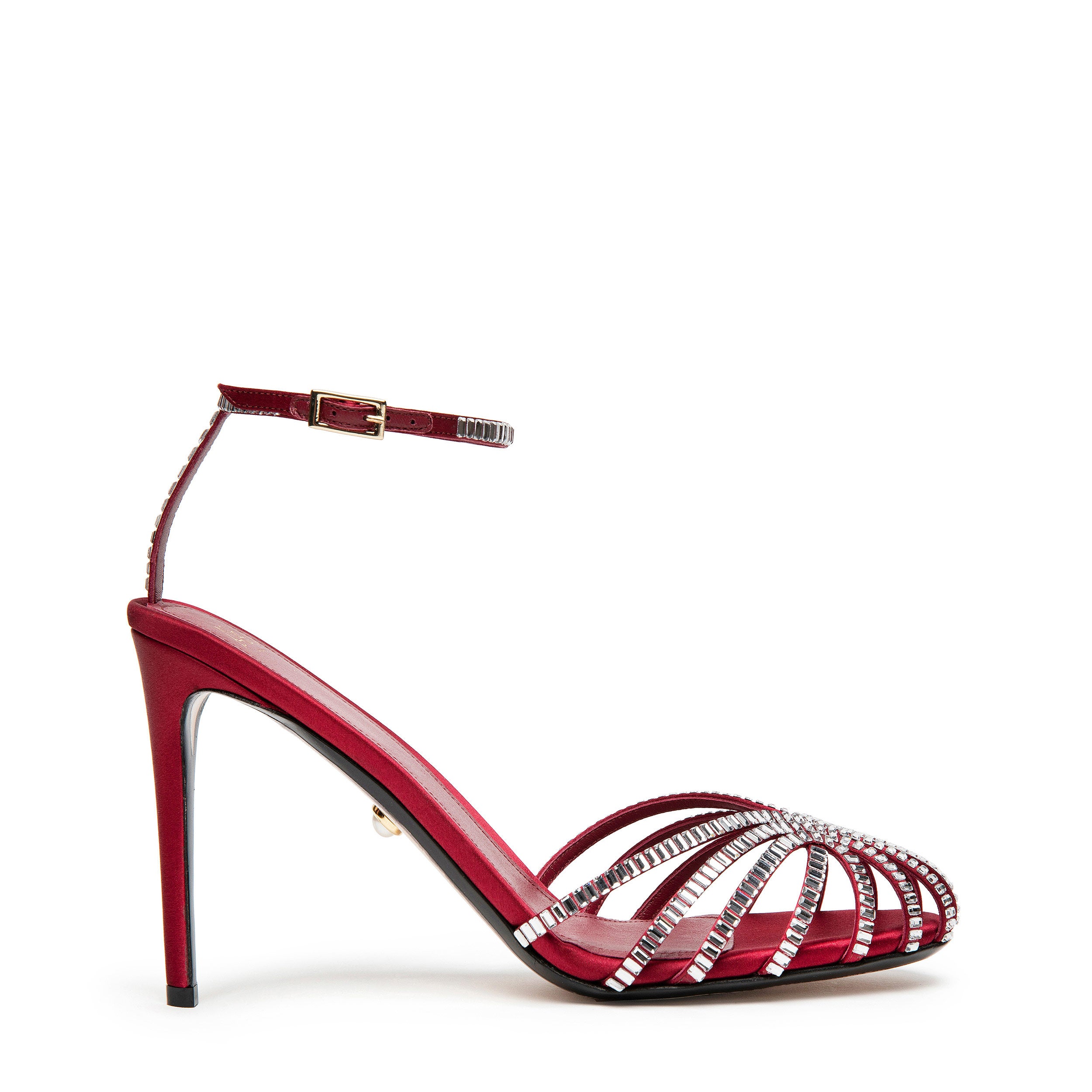 Penelope 110 Satin Scarlet – Crystal Sandal | Alevì - Satin