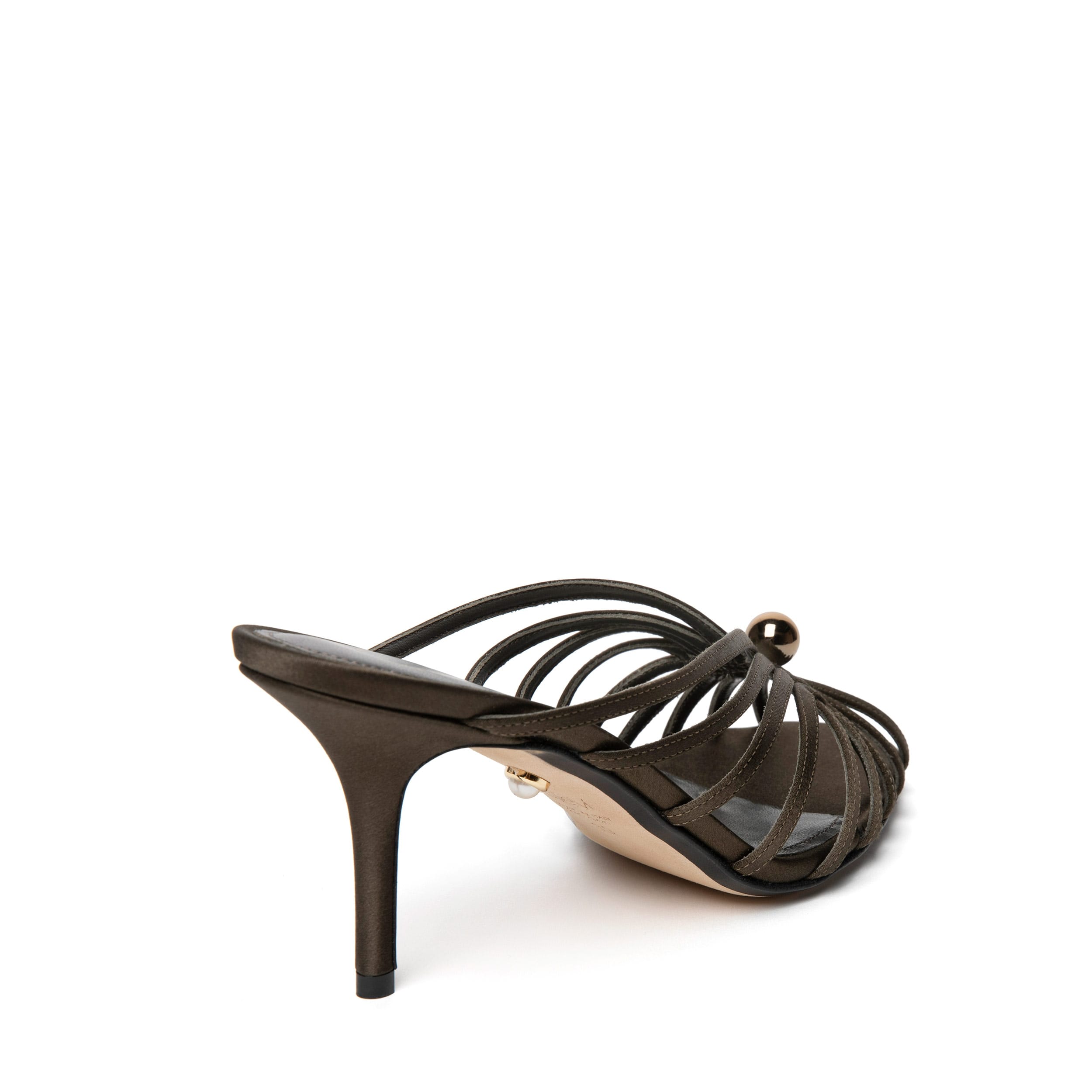 Alevì Milano Diana Pearl in Satin moss color, with 7,5cm high heel back view