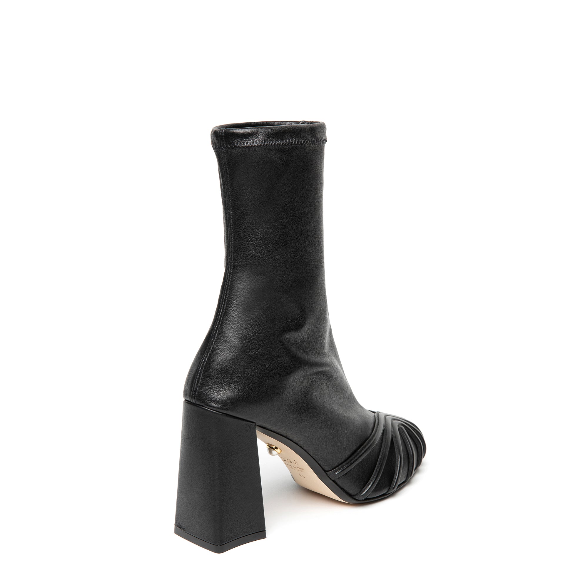 Madison Nappa Stretch Black luxury ankle boots crafted from supple nappa leather with sculptural cage motif